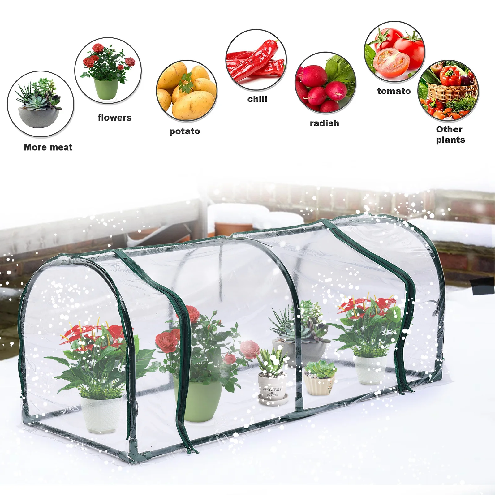 Mobile Mini Greenhouse Gardening Tools Sunshade Small Shed Steel Pipes High-quality PVC Collapsible Plant Keep Warm Cover