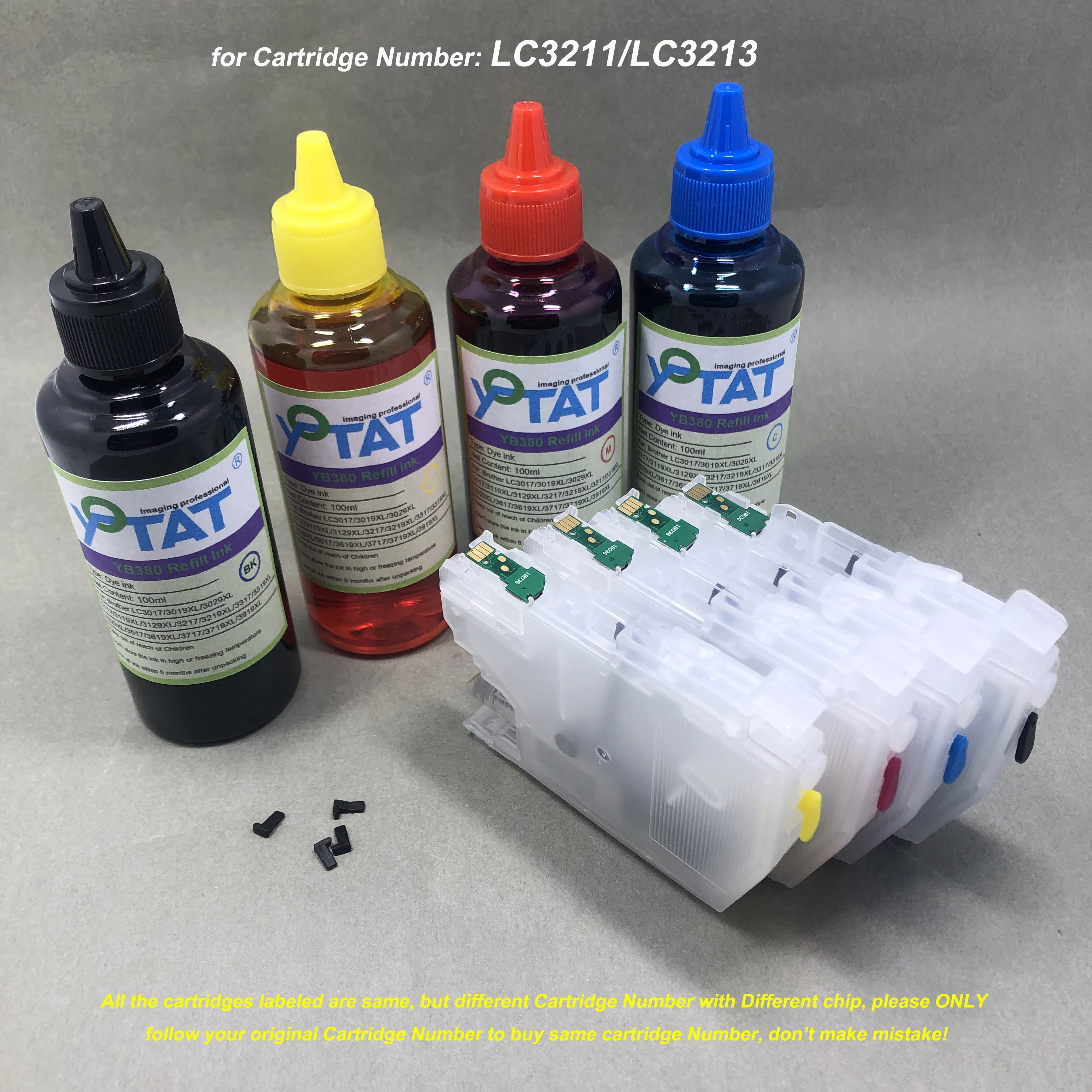 LC3211 LC3213 Empty Refillable Ink Cartridge Refill Dye Ink for Brother MFC-J890DW MFC-J895DW DCP-J772DW DCP-J774DW DCP-J572DW