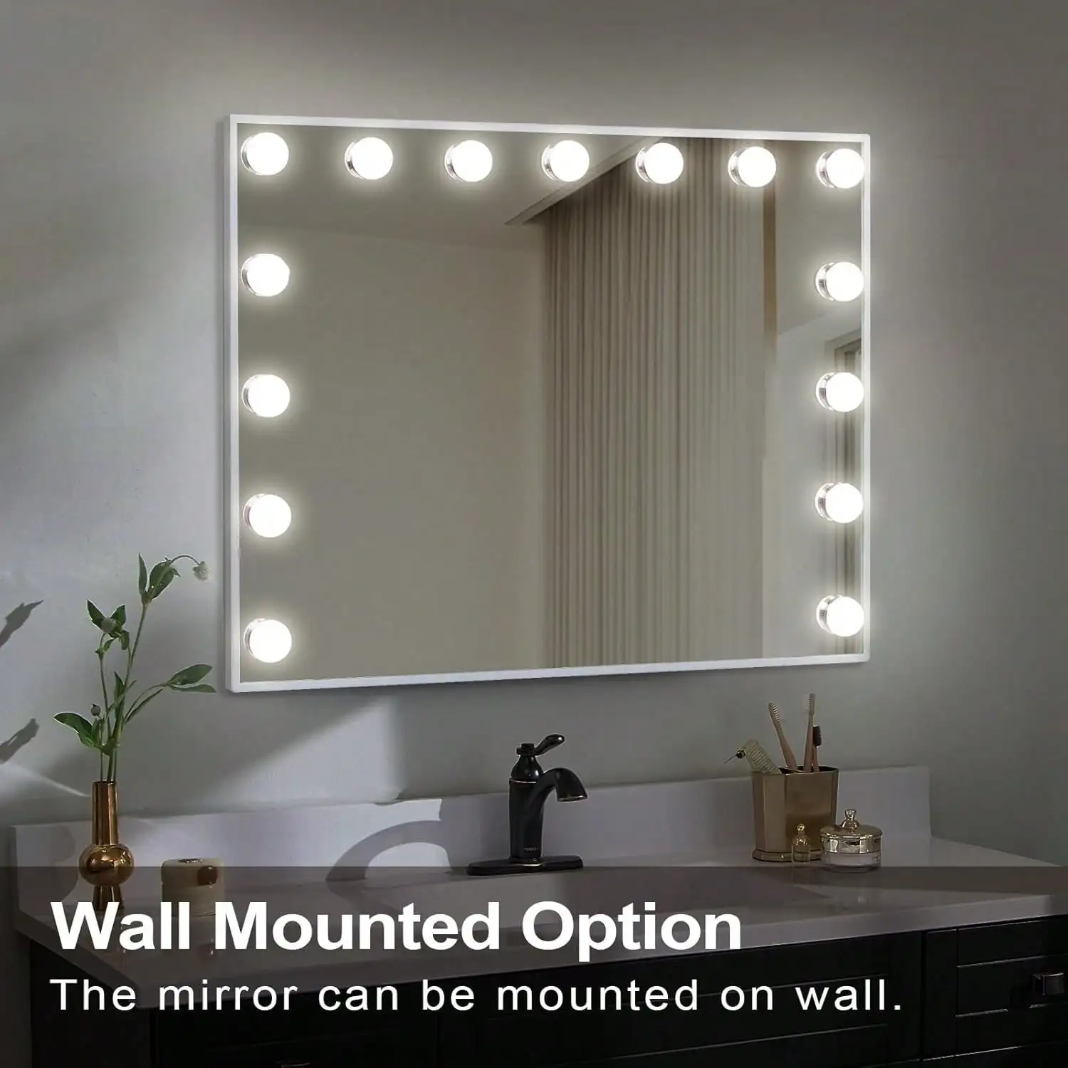 Vanity Mirror With Lights, 15 LED Bulbs Makeup Mirror, 3 Color Lighting Modes, 12X Magnifying Lens, Dimmable Touch Screen, Memory Function, USB Charging Port, Desktop & Wall Mounted Lighted Vanity Mirror
