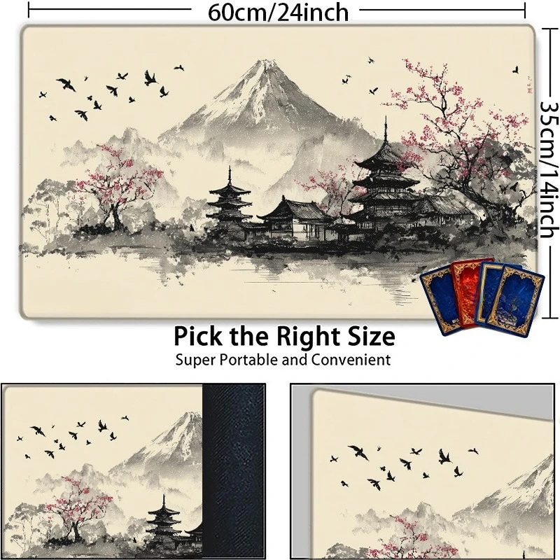 Japanese ink-wash style table mat and gaming mouse pad, suitable for trading card games/TCG/tabletop role-playing games