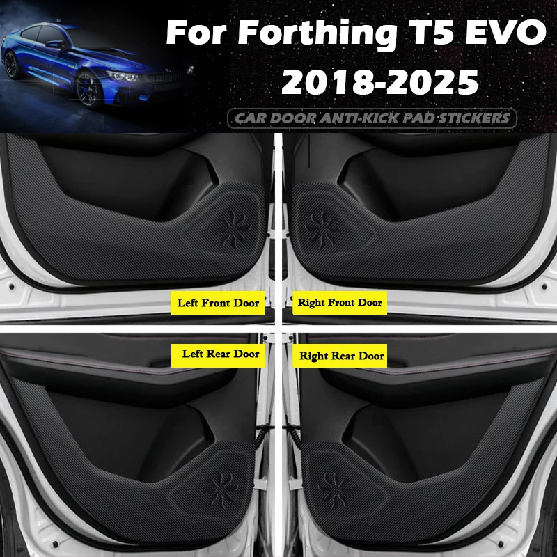 

For Dongfeng Forthing T5 EVO 2018-2025 Car Door Anti Kick Pad Leather Protection Film Protector Stickers Carbon Trim Accessories