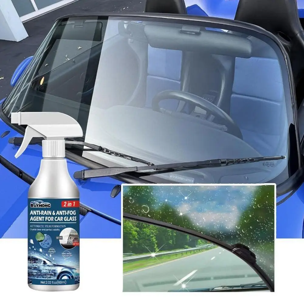 60/120ml Car Glass Waterproof Coating Agent, Auto Anti Fog Anti Rain Repellent Spray Nano Rain Remover For Windows, Windshi W0R9