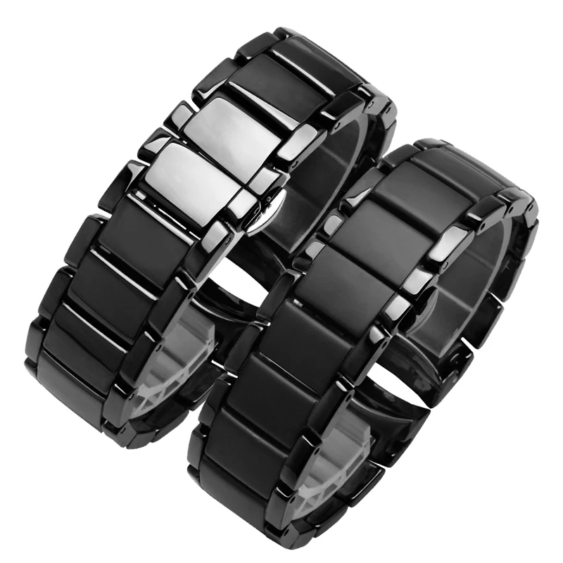 Ceramic case watchband For Armani watch AR1451 AR1452 AR1400 AR1410 AR70002 men\'s strap 22mm 24mm Folding buckle wrist band