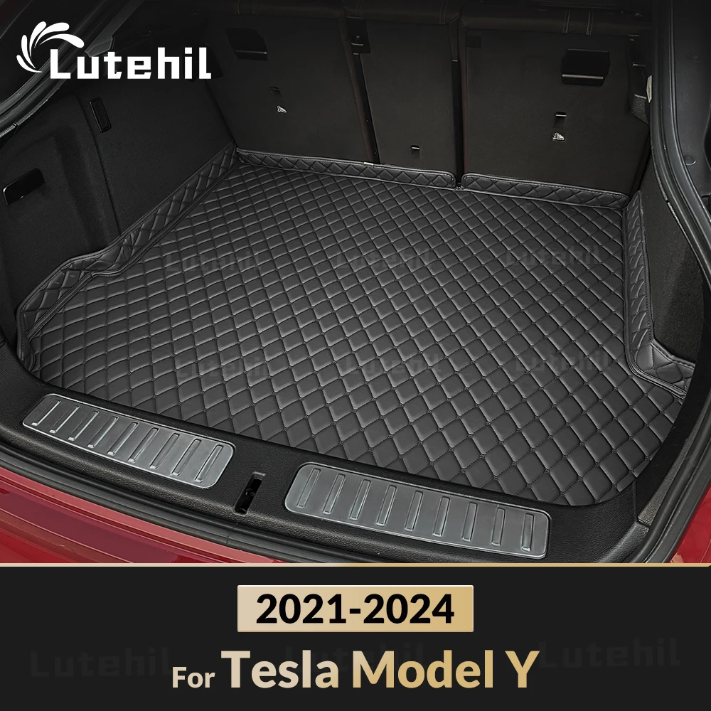 Lutehil Car Trunk Mat For Tesla Model Y 2021 2022 2023 2024 Cargo Liner Carpet Interior Accessories Cover