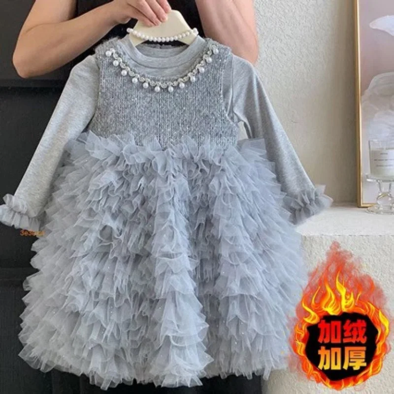 

Girls Princess Dress Suit Autumn Dress Winter Dress2025New style girl dress fashionable birthday gown cake dress
