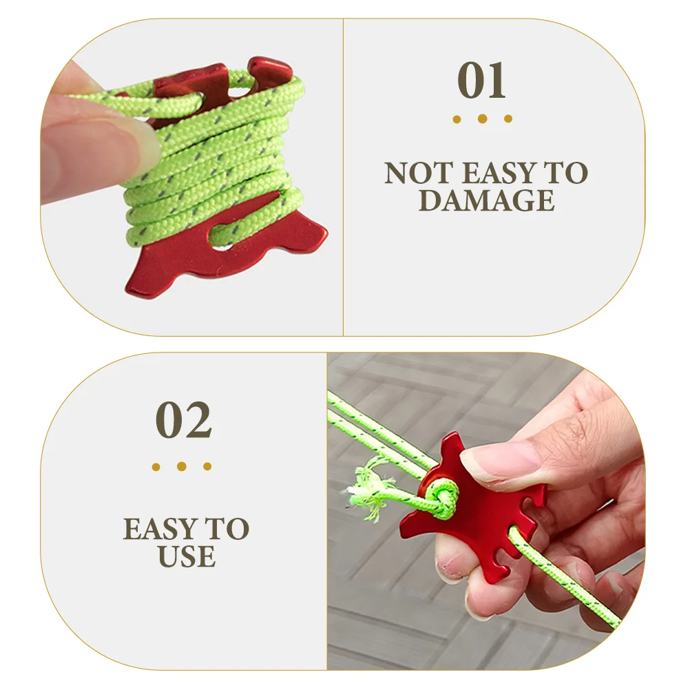

6 Pcs Wind Rope Buckle Multifunctional Fasteners Cord Tighteners Red Adjuster Tent Tensioners