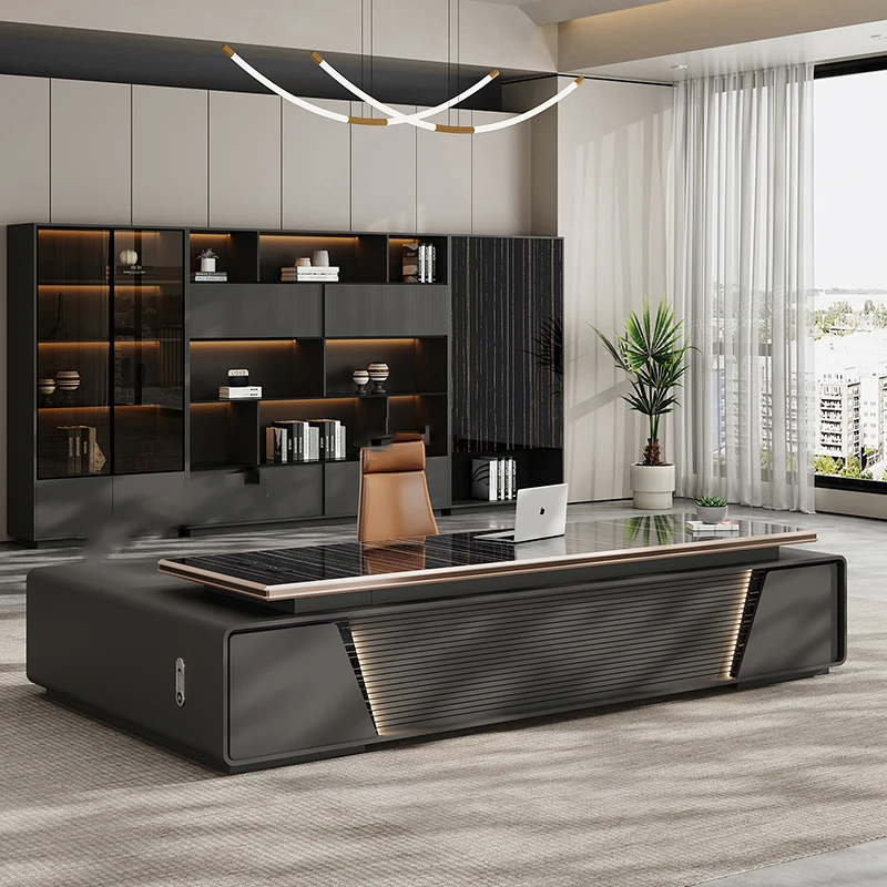 

Роскошный офисный стол для приемной, дизайнерский, с органайзерами, L-образный, современный, для кабинета, модная мебель