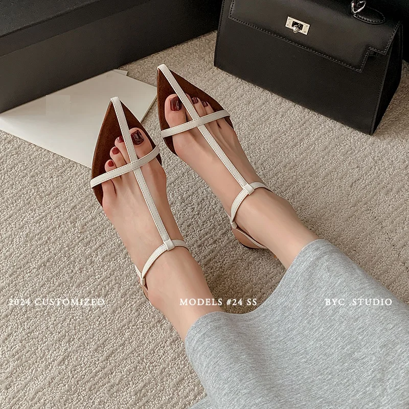 Simple Sandals Women Shoes Narrow Band Sexy Sandals Kitten Heels Ladies Concise Footwear Summer Shoes Pointed Toe