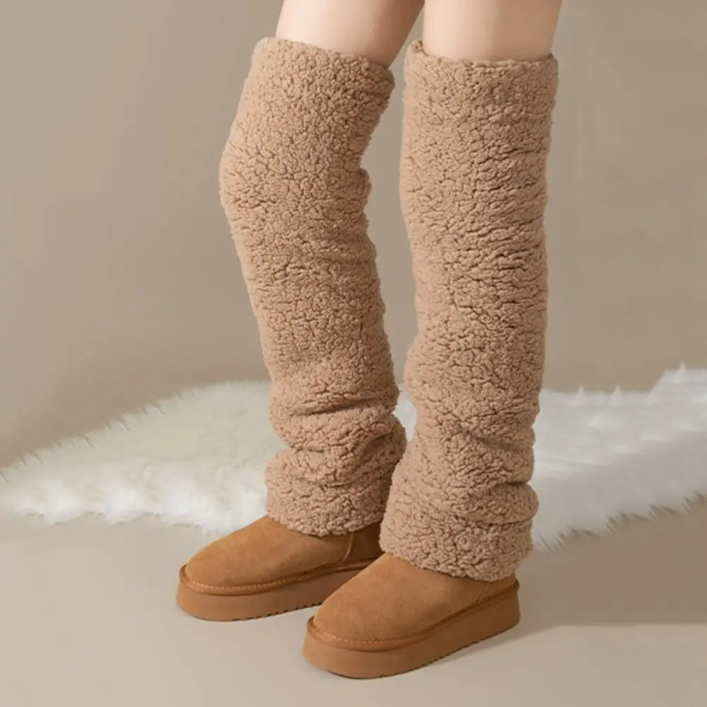 

Thicken Warm Winter Foot Cover Simple Leg Warmers Coral Fleece Stockings Hosiery Long Tube Sock Floor Plush Stockings Winter