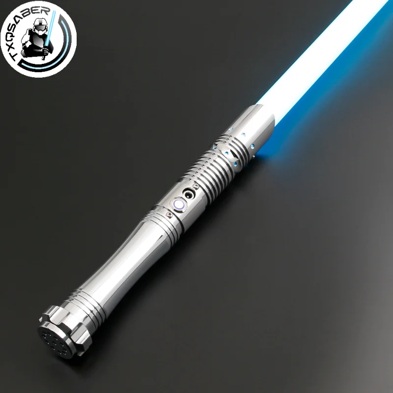 TXQSABER Heavy Metal Smooth Swing RGB Lightsaber Flash on Clash 1inch Blade 12 Color 16 SetS Sound Volume Adjustment Laser Sword