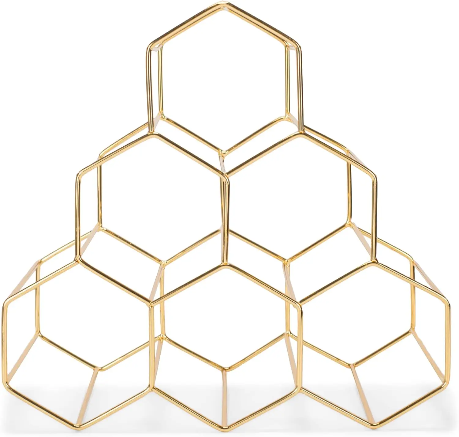 

Металлическая подставка для вина NAT & Jules Honeycomb Gold Tone из железа с золотистым покрытием - идеально подходит для кухонной столешницы, кладовой или шкафов.