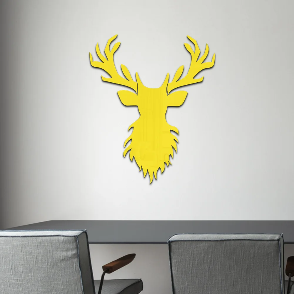 Creative Deer Head acrylic wall decoration mirror wall paste bedroom living room cartoon decorative self-adhesive wall decor