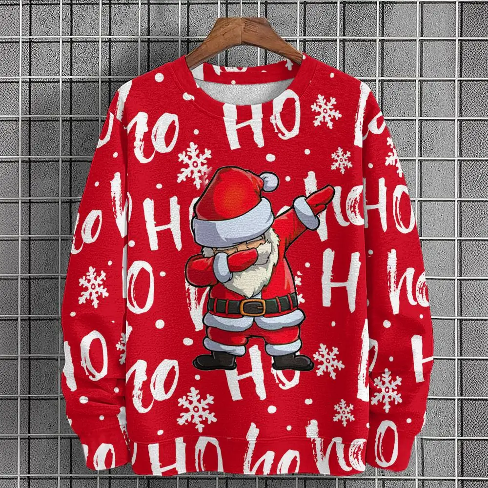 Funny 3D Santa Claus Print Men's Sweatshirts Fashion Trend Christmas Clothing Autumn Loose Pullover Casual y2k Hoodie X'mas Tops