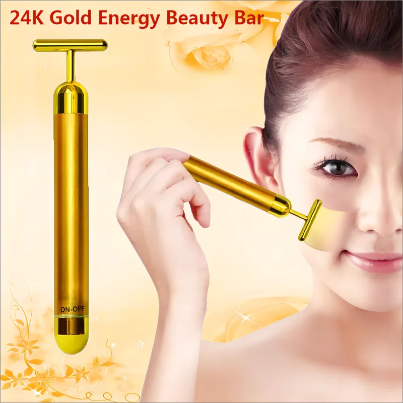 

Slimming Face care 24k Gold Facial Wrinkle Lift Bar Vibration Beauty Equipment Facial Roller Massager Vibration Energy Bar