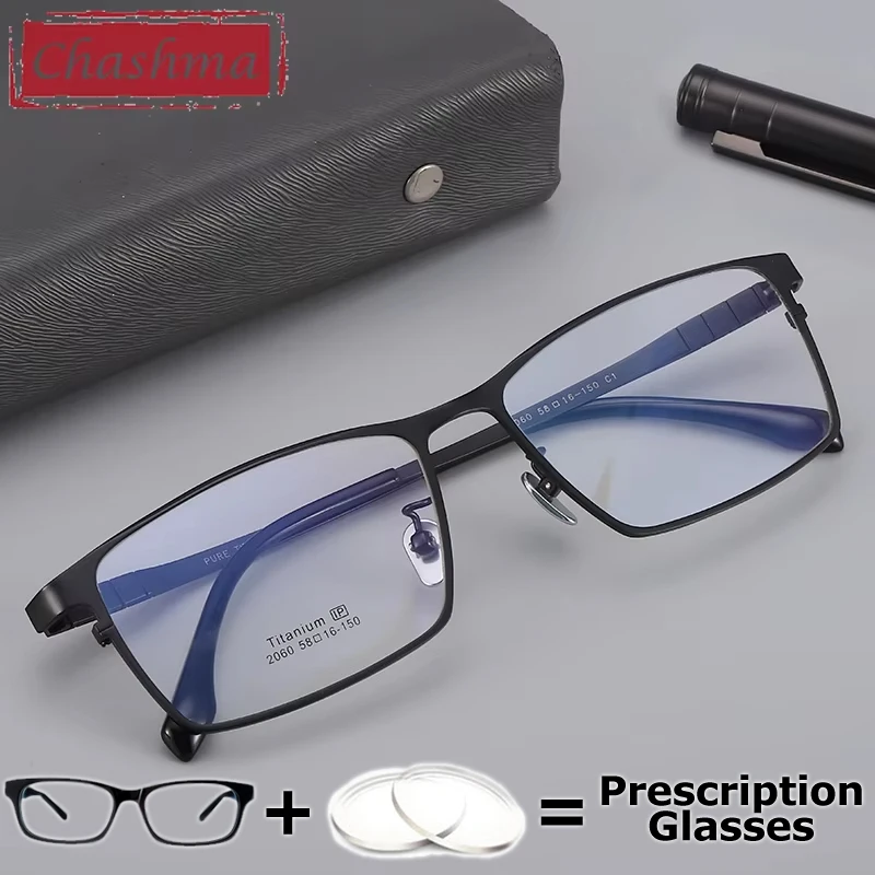 Chashma Prescription Glasses Men Optical Eyeglasses Frames 155 Width Pure Titanium Ultra Light Myopia Progressive Spectacles