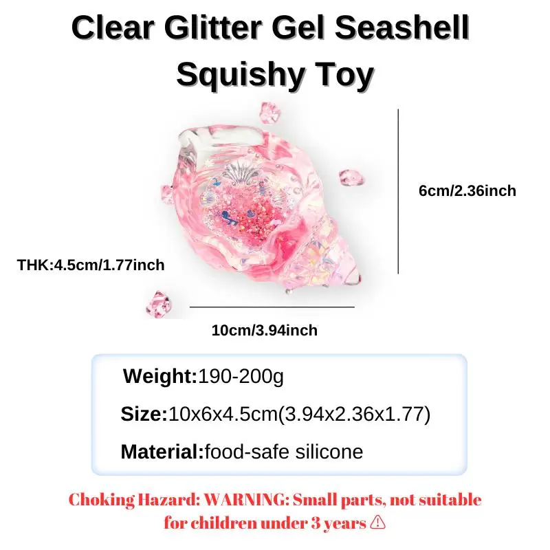 Food Grade Silicone Clear Glitter Gel Seashell  Handmade Taba Squishy Toy