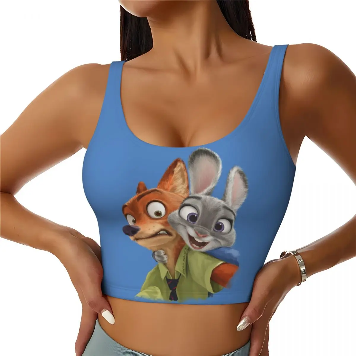 

Изготовленные на заказ спортивные бюстгальтеры Nick And Judy, Sedna Y High Impact для женщин Zootopia, милые бесшовные укороченные топы для тренировок с героями мультфильмов для бега