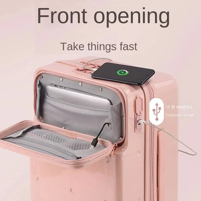 Valigia multifunzionale borsa per bagagli aperta anteriore portabicchieri USB borsa per Trolley con Password per punteggio alto per borsa da viaggio da donna