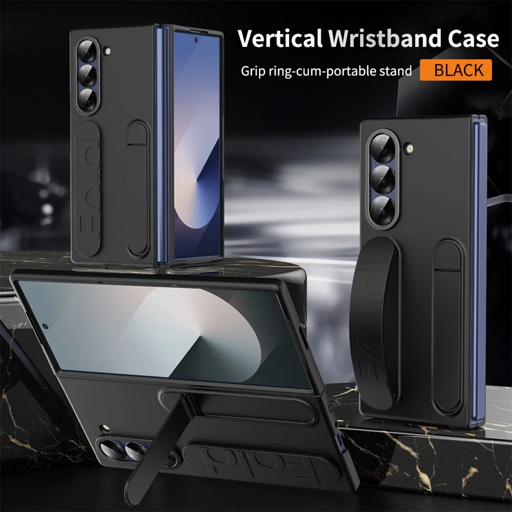 

Бизнес-элитный браслет с невидимым кронштейном, чехол для Samsung Galaxy Z Fold7 6 5 4 3, ремешок на руку, складная подставка, силиконовый чехол