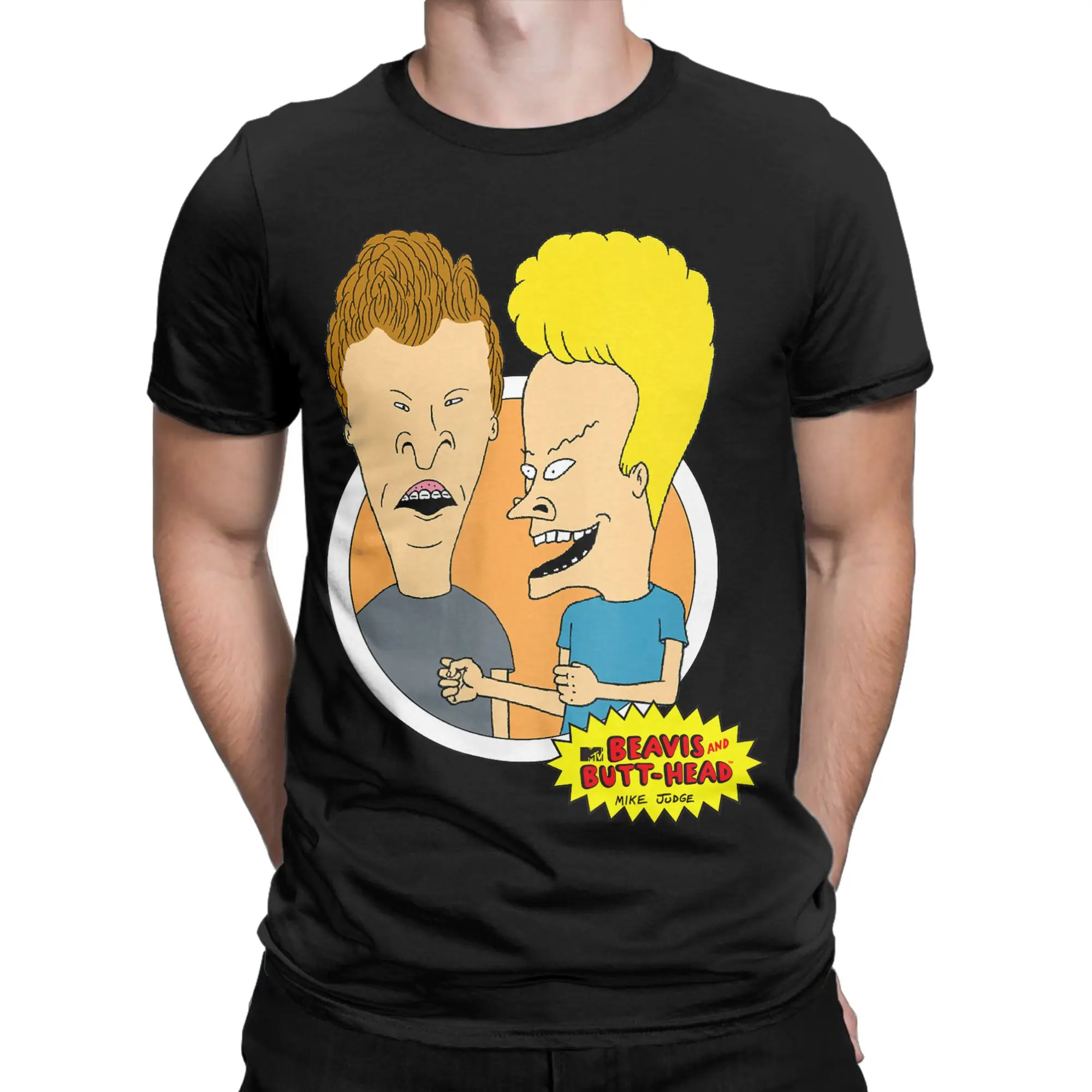 Men T-Shirts Beavis and Butt-Head  Funny 100% Cotton Tees Short Sleeve  T Shirt Crewneck Tops Graphic Printed