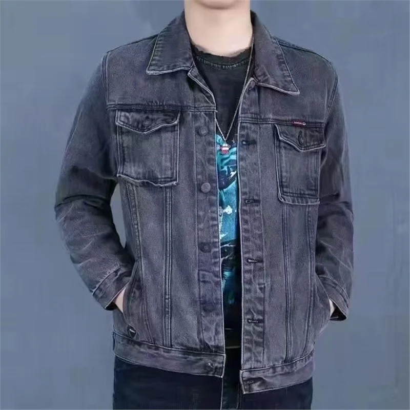 Retro American Denim Jacket for Men Casual High Wear-Resistant Loose Fit Dirt-Absorbent Stylish Workwear Jacket Coat