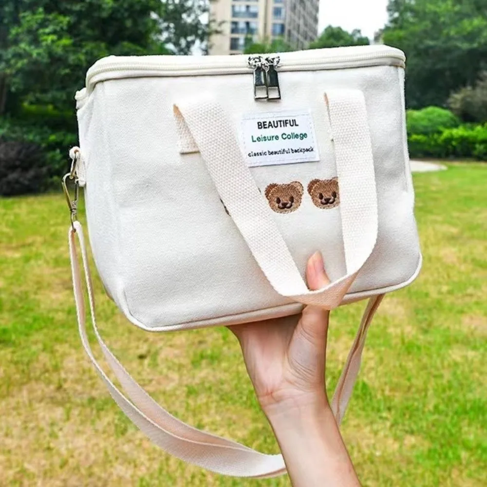 Canvas Mummy Bag Cartoon Multifunctional Single Shoulder Bag Picnic Dinner Container Large Capacity Women Handbag