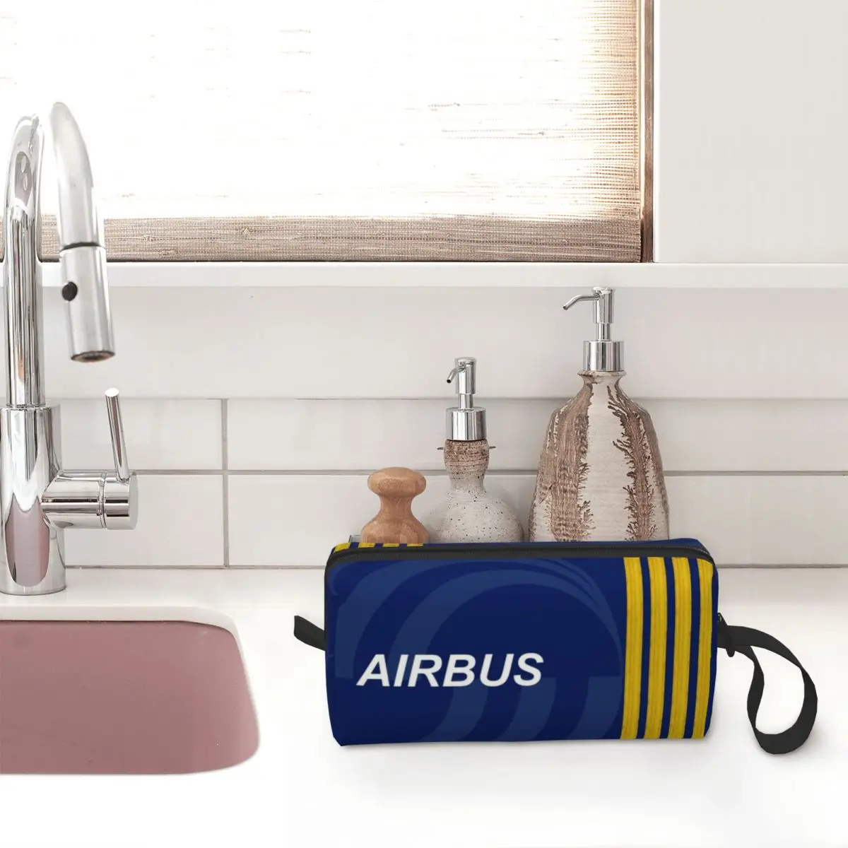 Custom Airbus Fighter Pilot Travel Cosmetic Bag Women Aviation Airplane Toiletry Makeup Organizer Lady Beauty Storage Dopp Kit