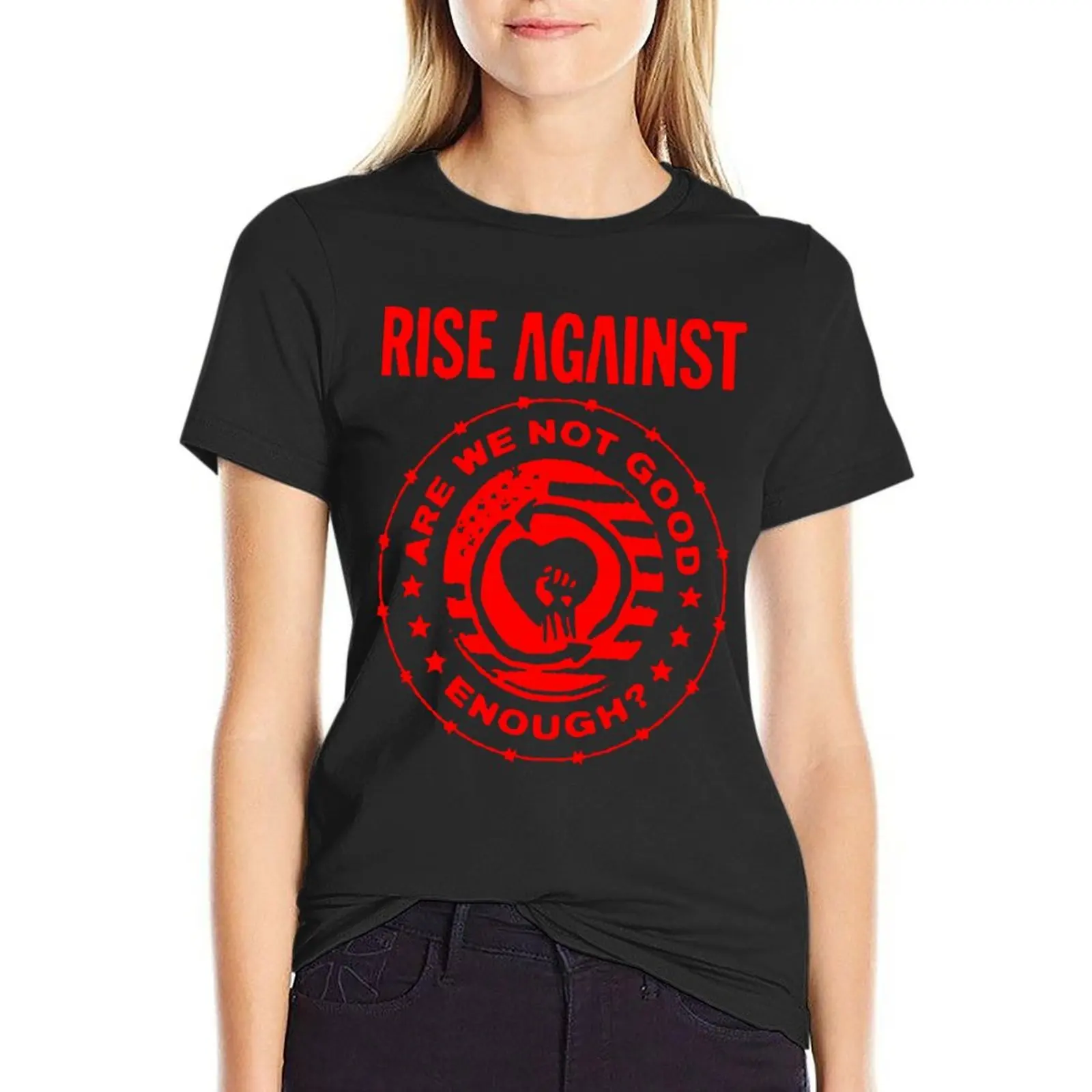 Rise Against Logo Band Music T-shirt feminina, punk rock, roupas vintage, roupas hippie, camisas de treino