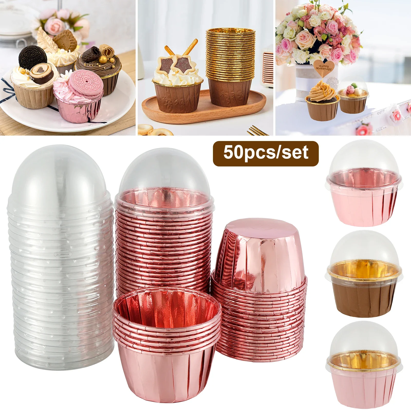 Portable heat-resistant aluminum cake Cup, non-stick round aluminum muffin liner, easy to use foil,