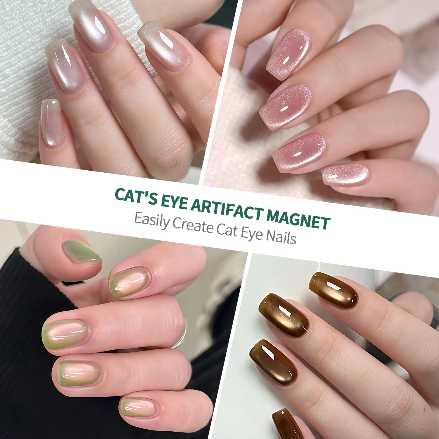 Nailpop القط العين المغناطيس المبتدئين ودية ل الفرنسية واسعة الجانب الضيق القط العين مسمار تصميم المهنية مسمار الفن 1 قطعة الوردي/الأبيض