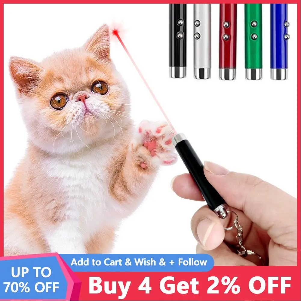 Red Light LED Pet Cat Chase Training Sight Pointer Mini Keychain Pointer Keychain Interactive Training Pen Torchrack Fun Toy