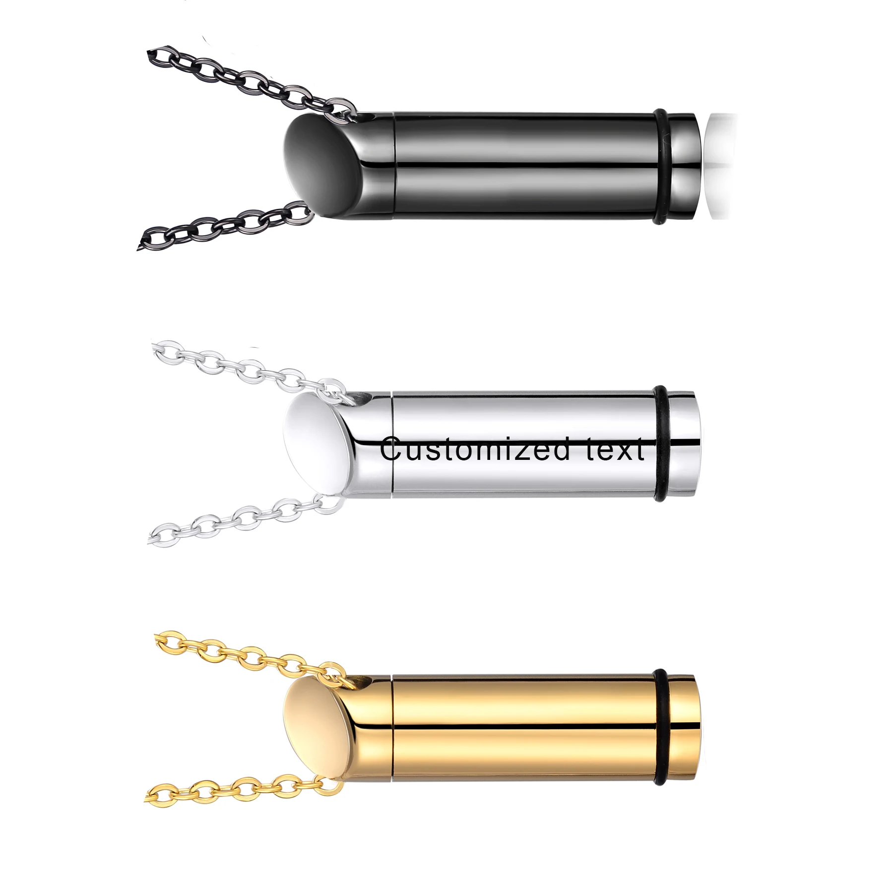 Edelstahl-Urnenanhänger für Asche, Zylinderform, Hip-Hop-Geschenk für Männer, erhältlich in 3 Farben – Detail 3