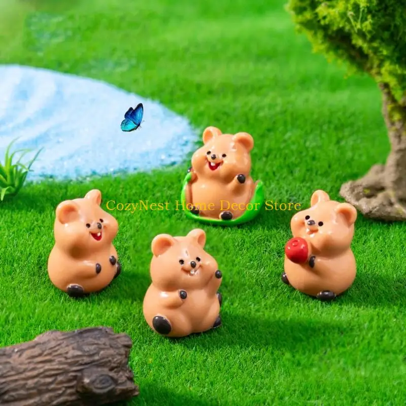 Mini estatuilla resina Quokka 92MF, decoración escritorio bonita, regalo hecho a mano para vitrina