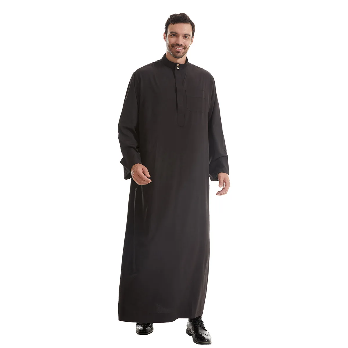 Robe Musulmane Respirante à Manches sulfpour Homme, Vêtement Islamique, Jubba Thobe, Kaftan, à la Mode, pour Eid Ramadan, 2024