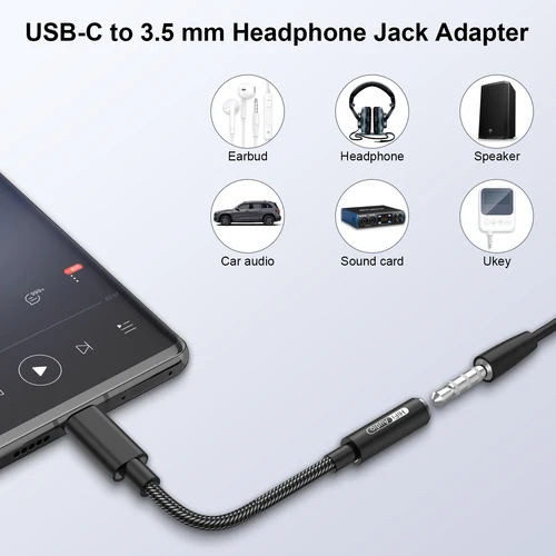Imagen 2 del producto Adaptador de auriculares USB tipo C a 3,5mm ALC5686 CX31993 HiFi DAC USB C a conector de 3,5mm Cable auxiliar de Audio para auriculares para Xiaomi Huawei