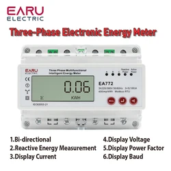 100A Three Phase Multifunctional Intelligent Electronic Bidirectional Energy Power Factor kWh Meter Over Under Current Voltage