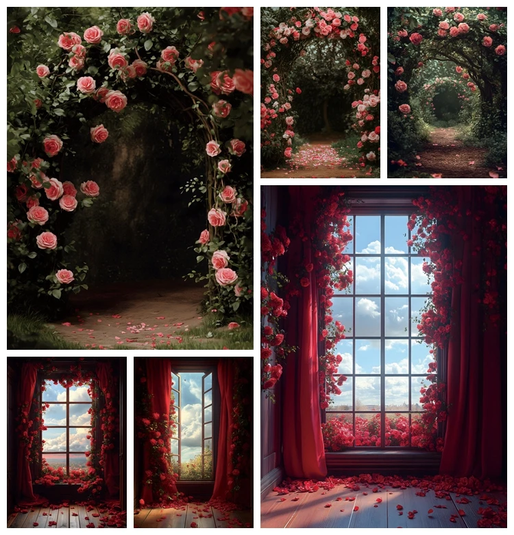 발렌타인 데이 사진 배경 다크 레드 장미 피아노 계단 프로포즈 파티 장식, 성인 초상화 배경