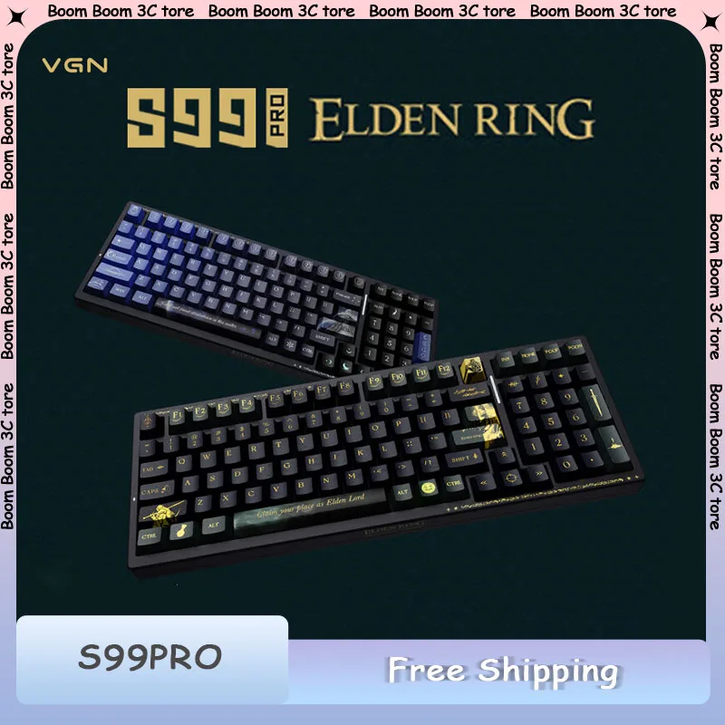 

VGN S99PRO Совместная механическая клавиатура из алюминиевого сплава, беспроводная трехрежимная прокладка для горячей замены, индивидуальная игровая клавиатура с низкой задержкой