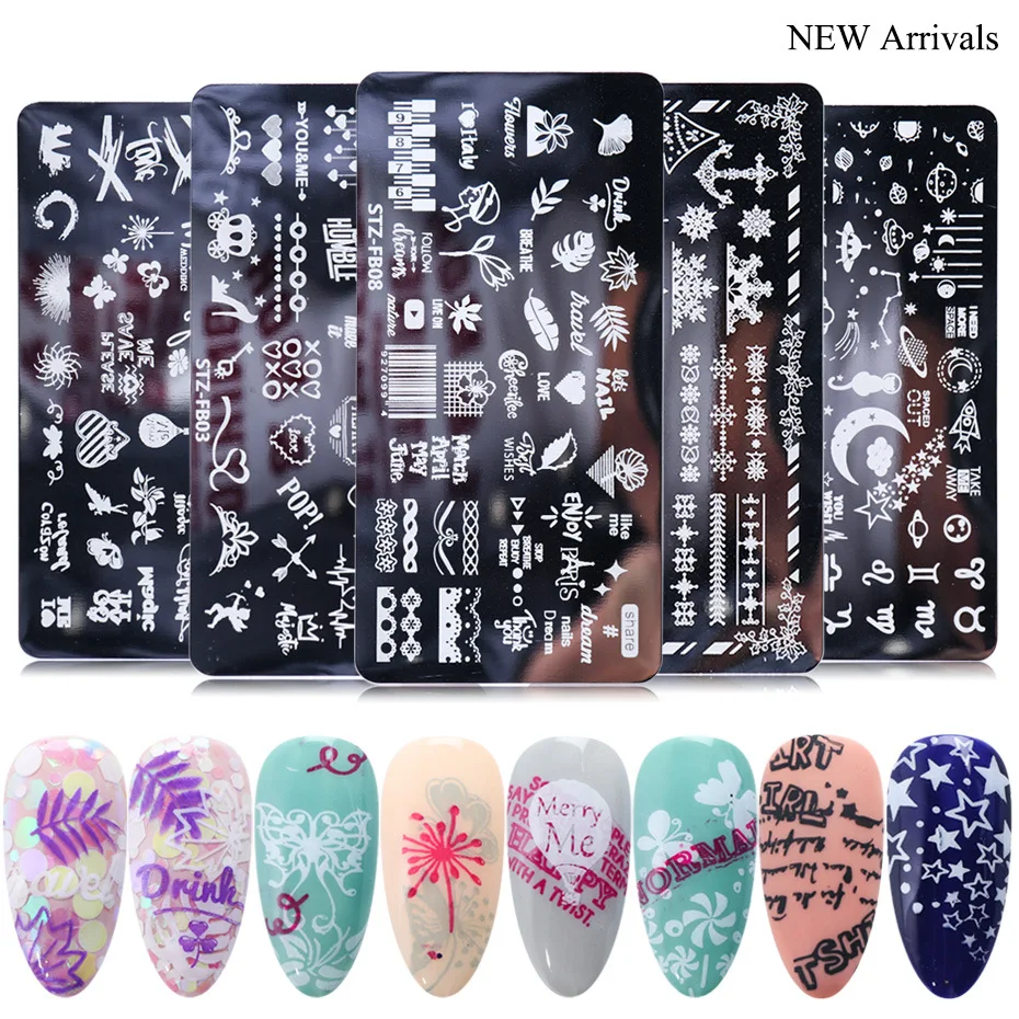 

120Set/Lot Nail Template Blue Film Small Steel Plate Dream Catcher Flowers Animals Printing Oil Transfer Board Manicure HA2236