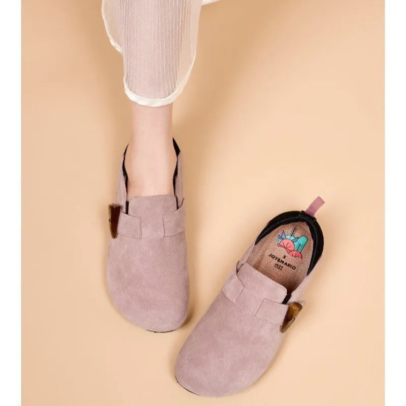 Fashion Suede Men Casual Shoes Breathable Leather Half Slippers Outdoor Indoor Loafers Flats Comfortable Summer Couple Sneakers image 2
