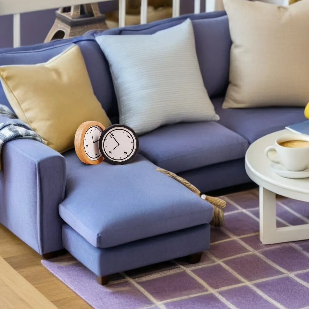 

2 шт. миниатюрные деревянные настенные часы в масштабе 1:12 для кукольного домика, реалистичный декор, натуральные материалы, компактный дизайн, для оформления дома