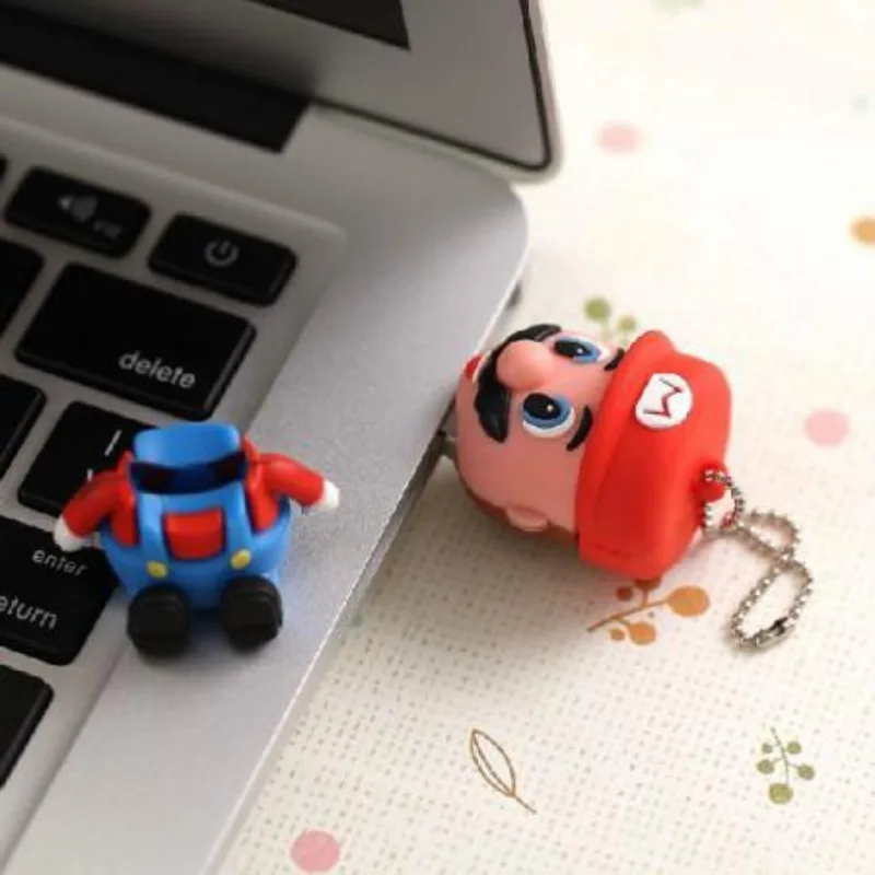 Super Mario USB 2.0 Flash Drives 64GB 32GB 16GB 8GB Anime Memory Stick Pen Funny Cute Pendrive Flash Card Drive Keychain U Disk