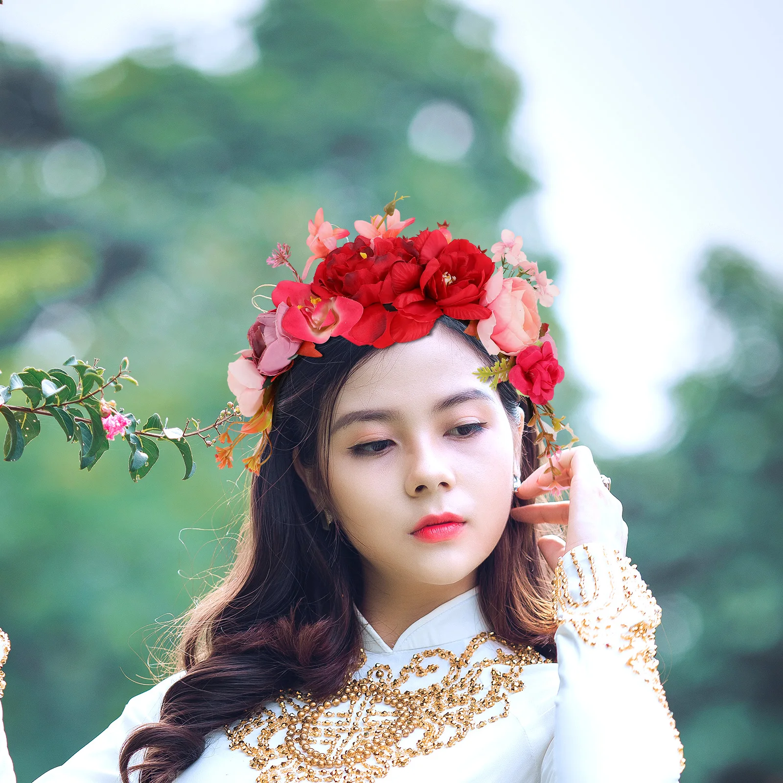 

s Artificial Flower Headband Elegant Floral Hair Band for Women Girls Prom Party Bridesmaid Valentine Fabric Headdress
