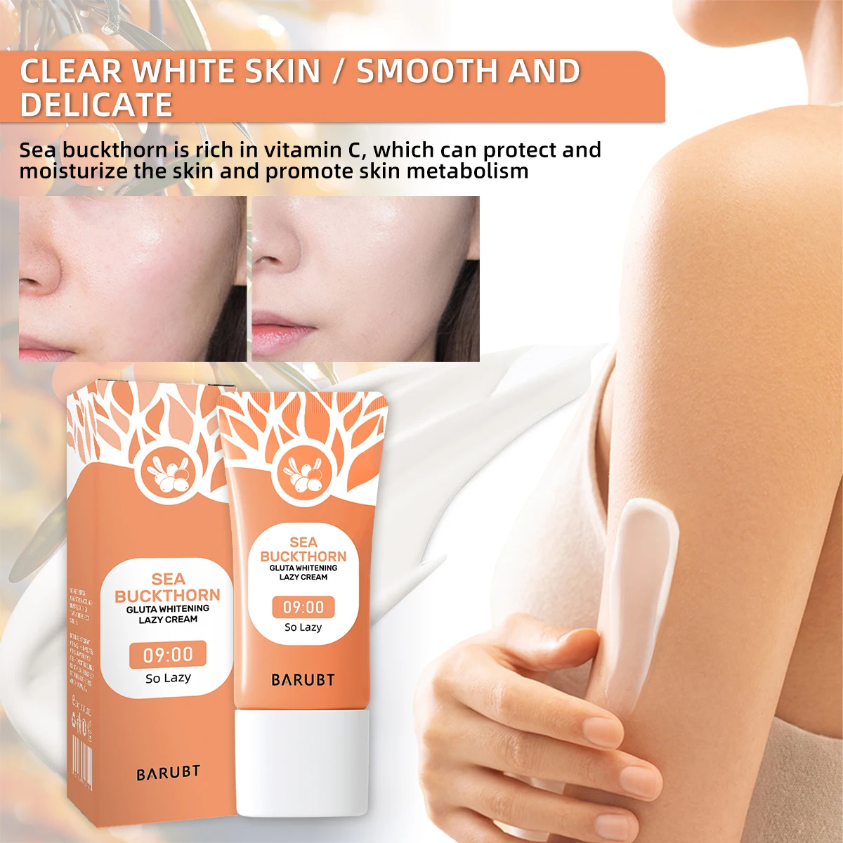 BarUBT Seabuckthorn Luster Cream brightens skin color refreshing and breathable nude makeup must be 30g