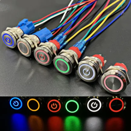 16mm small metal push button switch from reset self-locking ring power supply waterproof lamp