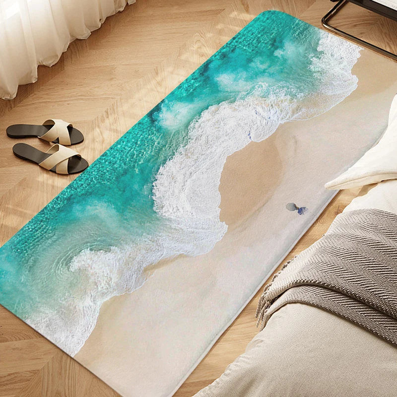 

Beach Waves Non-slip Foot Mat Hallway Living Room Floor Carpet Slip-resistant Balcony Kitchen Rug Custom Doormat Entrance Door