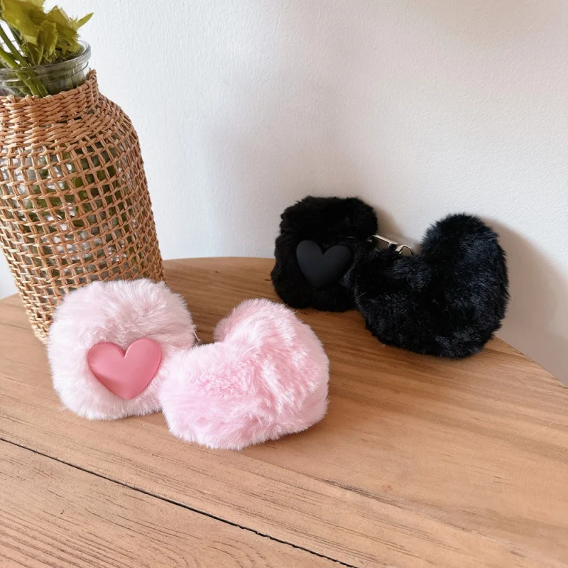 シンプルなぬいぐるみハート型Appleイヤホンケース Apple AirPods3/4対応 ソリッドカラー 落下防止PRO2/PRO3対応