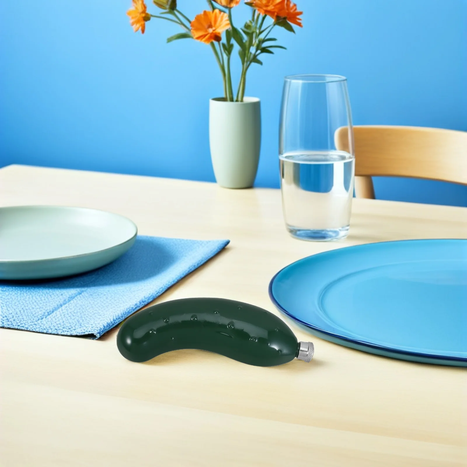 

5Oz Stainless Steel Hip Flask Cucumber Shaped Leakproof Portable Alcohol Bottle For Whiskey Vodka Rum Camping Fishing Hiking