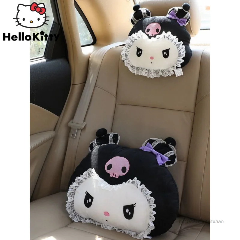 

Sanrio Cartoon Cute Kuromi Car Headrest Neck Pillow Car Accessories Seat Back Cushion Japan Korean Style Sofa Room Decor Pillow