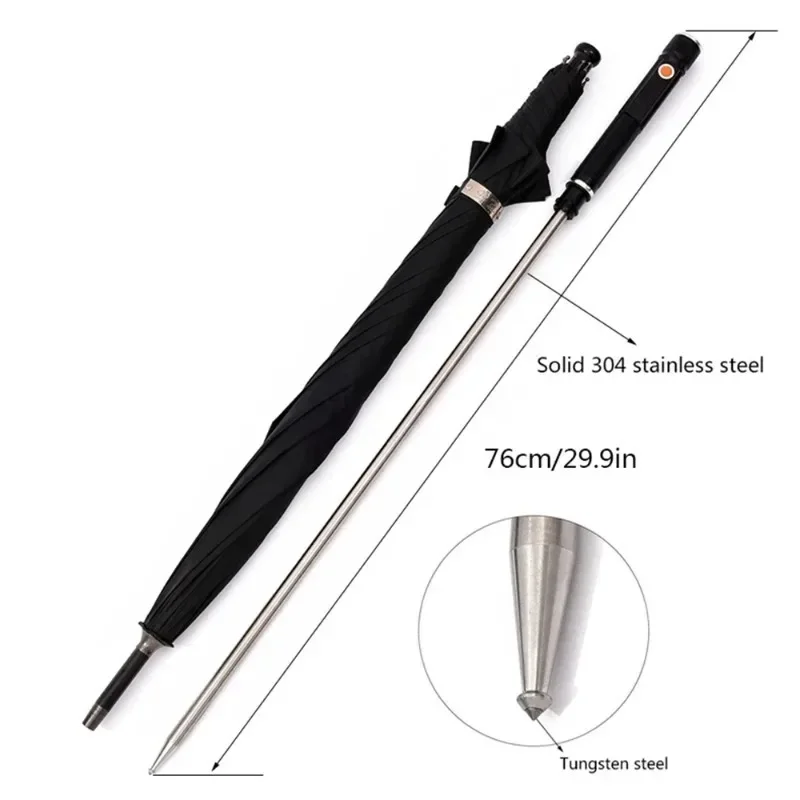 Self-defense Walking Stick 2-In-1  Protection Umbrella Rechargeable Waterproof Zoomable Flashlight Best  for Camping Emergency